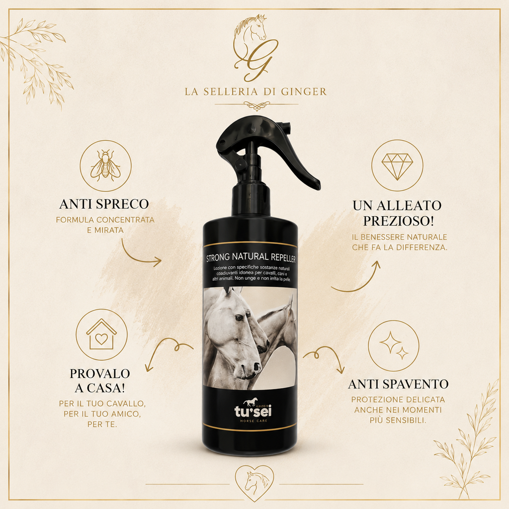Spray 100% naturale anti-insetti STRONG REPELLENT TU.SEI HORSE 500 ml