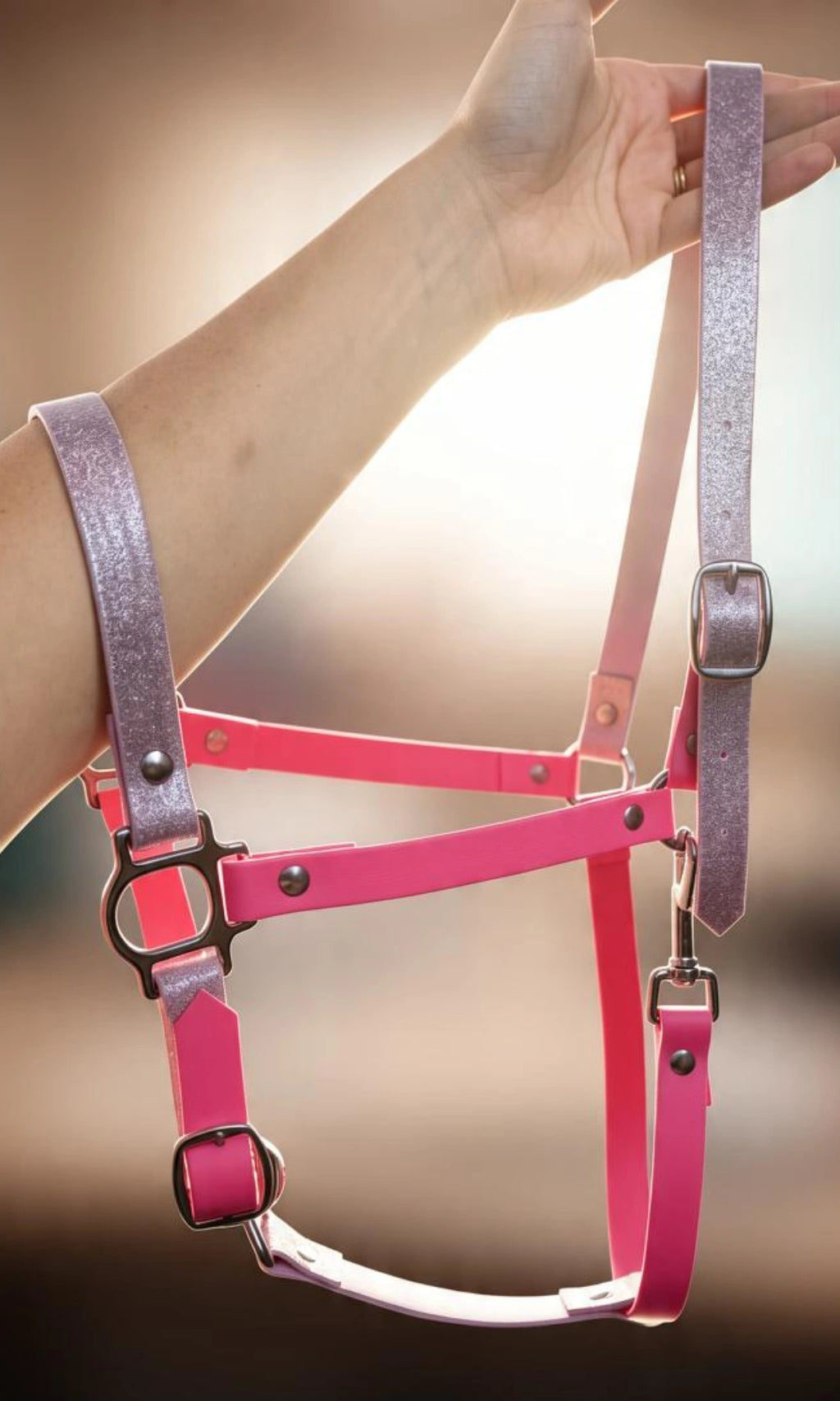 Capezza artigianale in biothane bicolore con glitter My Horse Atelier by Sara