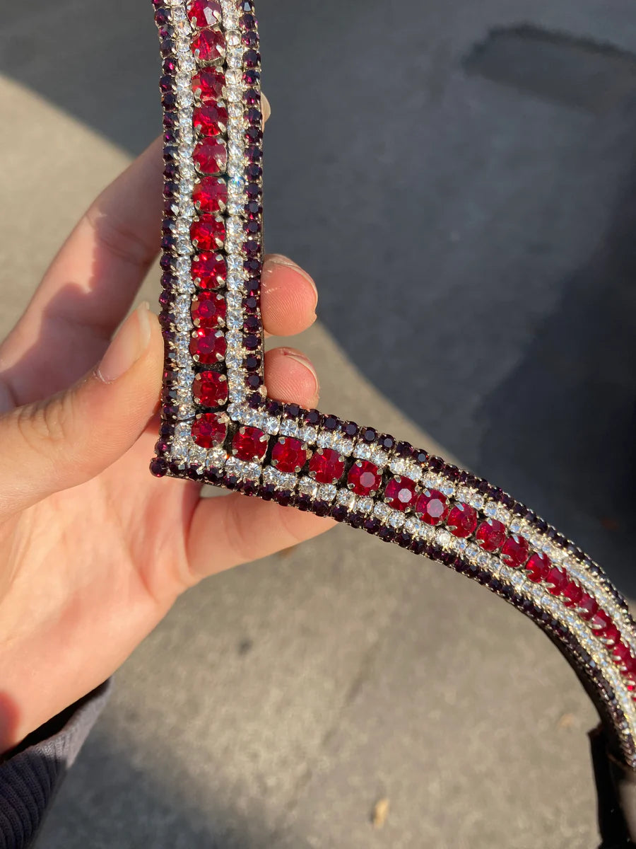 FRONTALINO CON CRISTALLI SPARKS N BLINGS - TheOne V shape Bordeaux