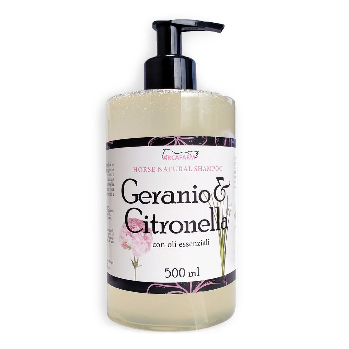 SHAMPOO naturale a base di GERANIO e CITRONELLA ARCAFARM flacone da 500 ml