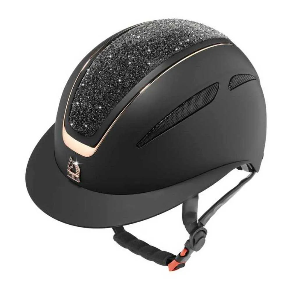 CAP EQUITAZIONE TATTINI NETTUNO CON CRISTALLI E ORO ROSA
